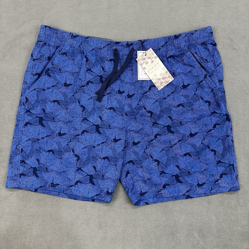 Jachs New York Mens 2XL Pull‎ On Dock Shorts Blue Floral Coastal Maritime Yacht
